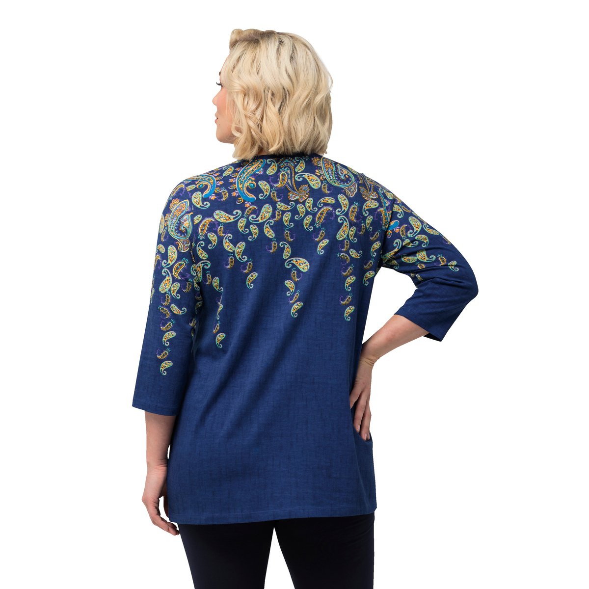 T-shirt long à imprimé frise pétrole foncé, ULLA POPKEN