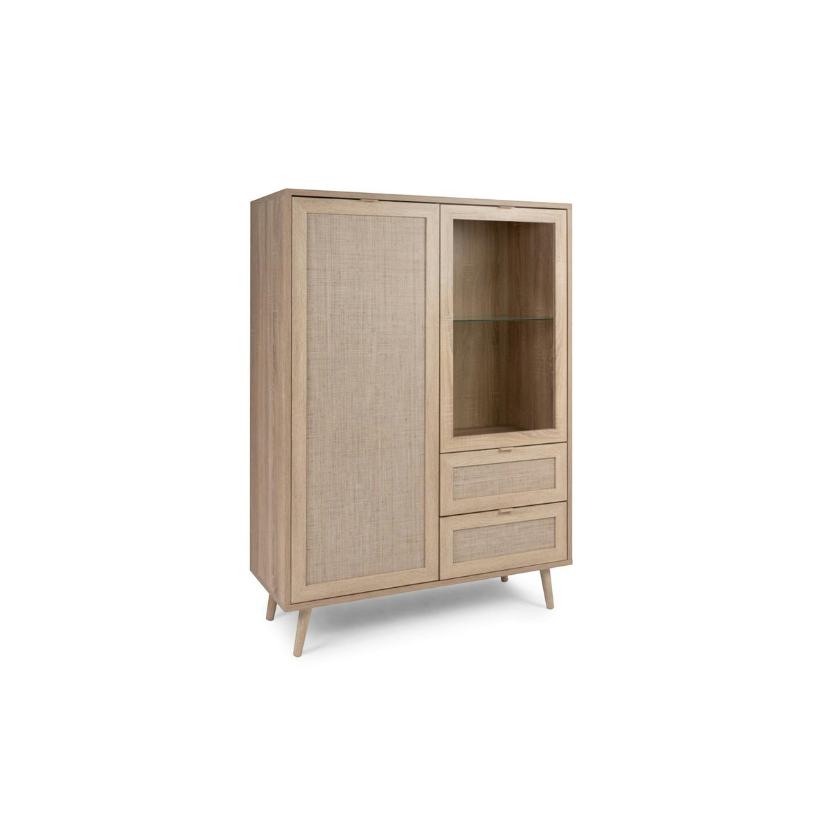Buffet vitrine bohème 2 portes 2 tiroirs SONA bois naturel, PIER IMPORT