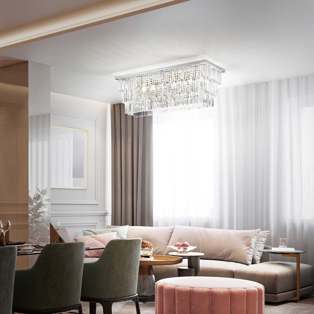 Plafonnier MARTINEZ transparent, IDEAL LUX