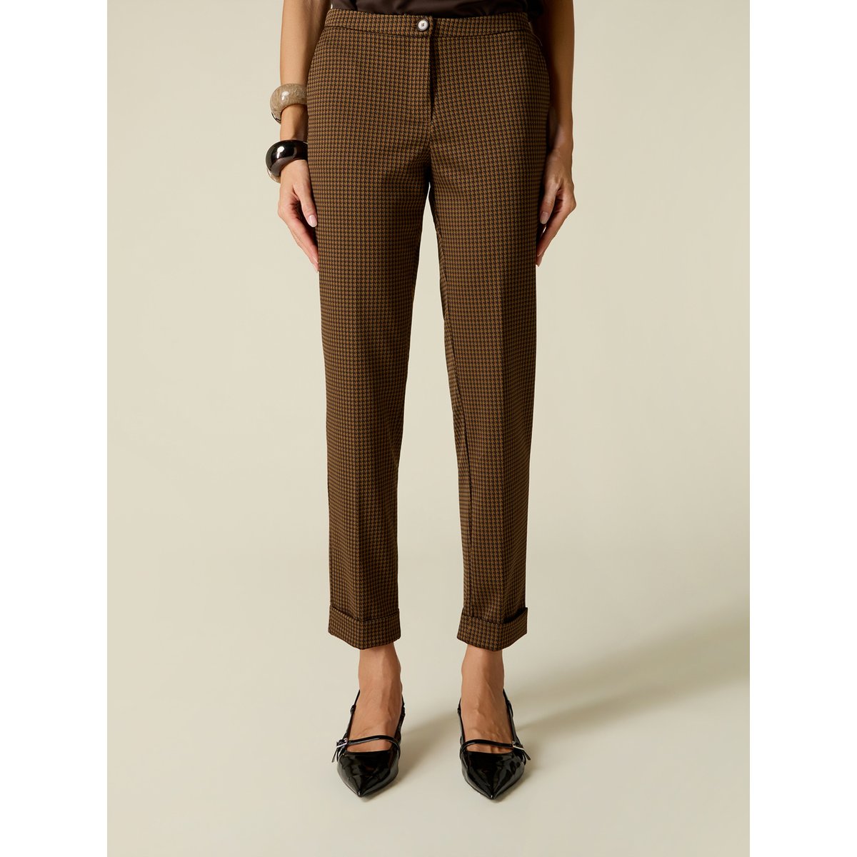 Pantalon pied-de-poule marron, OLTRE