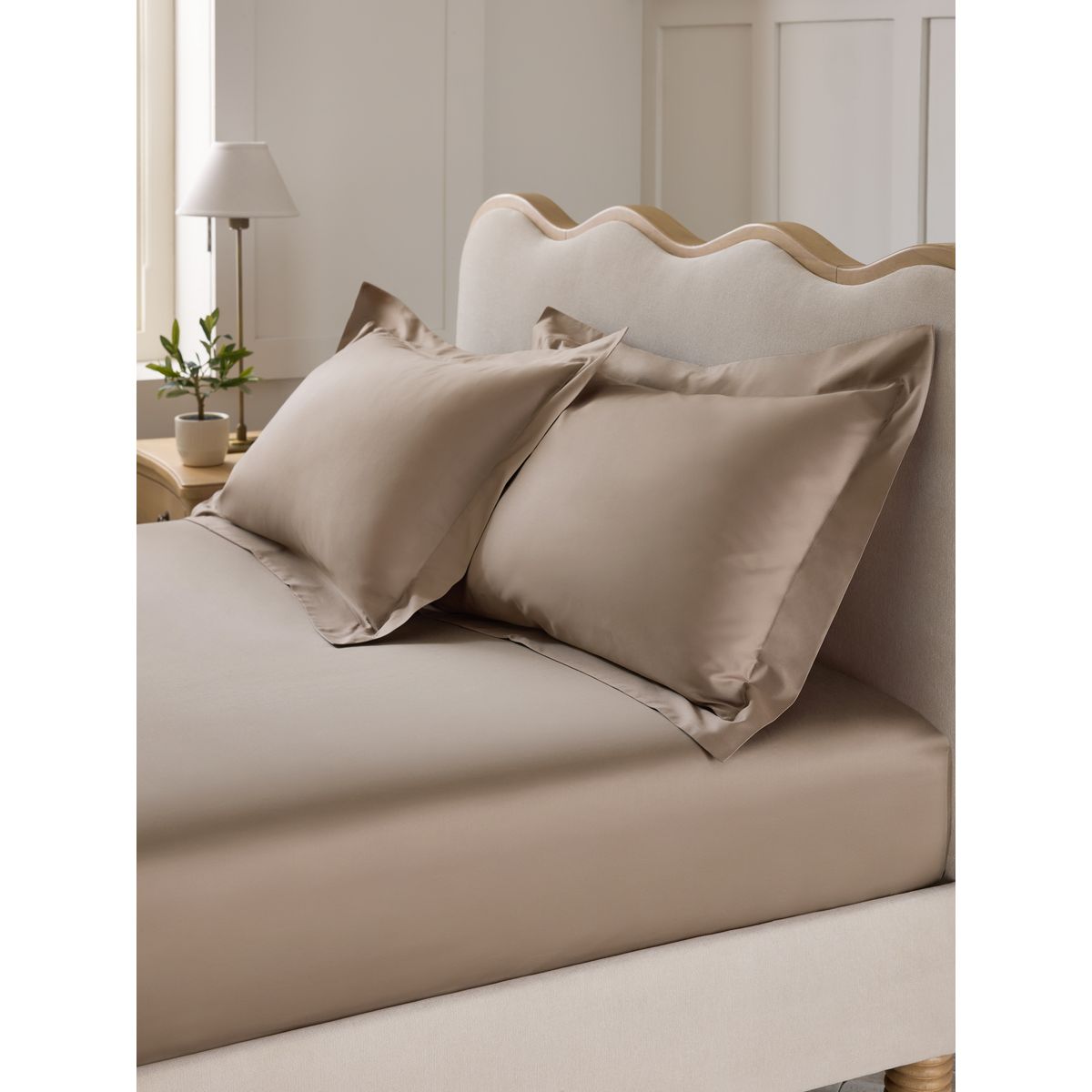 Taie d'oreiller en coton 400 fils, lot de 2 naturel foncé, NEXT