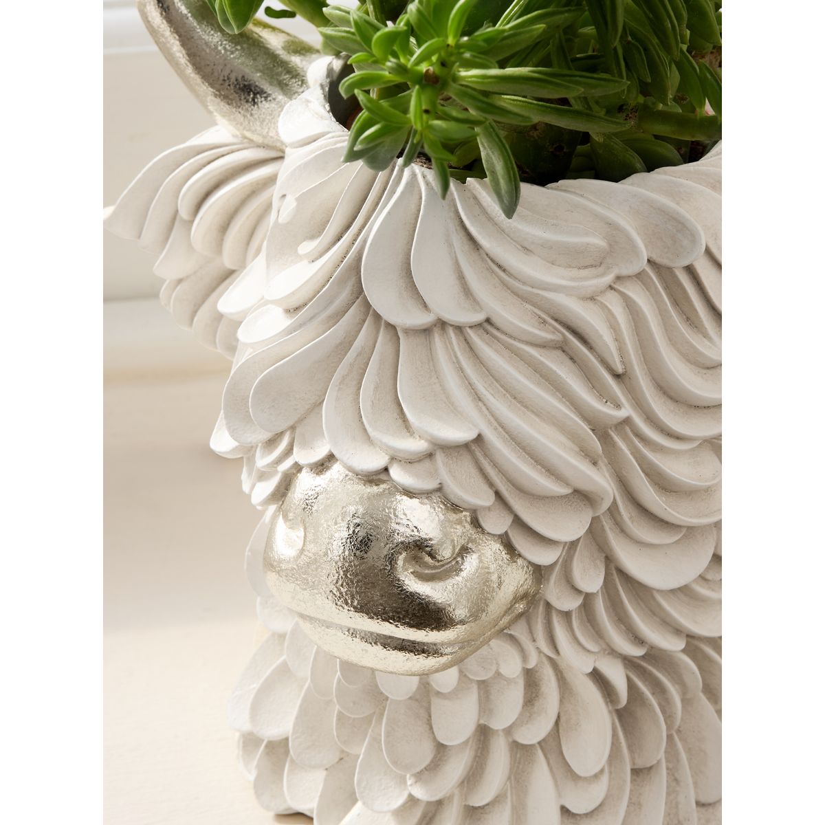 Vase avec tête de vache hamish des highlands crème/or, NEXT
