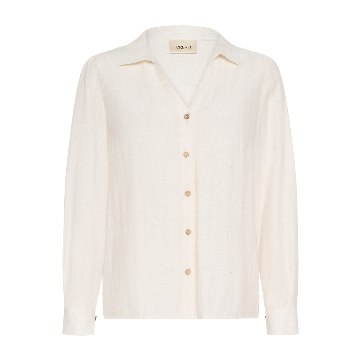 Chemise à manches longues blanc whisper white melange, CREAM