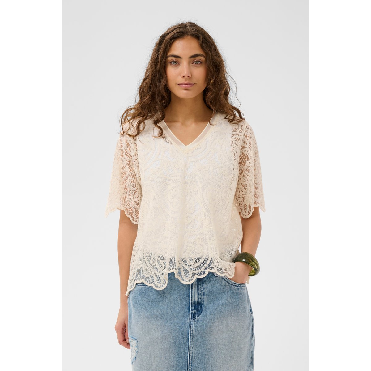 Blouse à manches courtes blanc whitecap, CULTURE