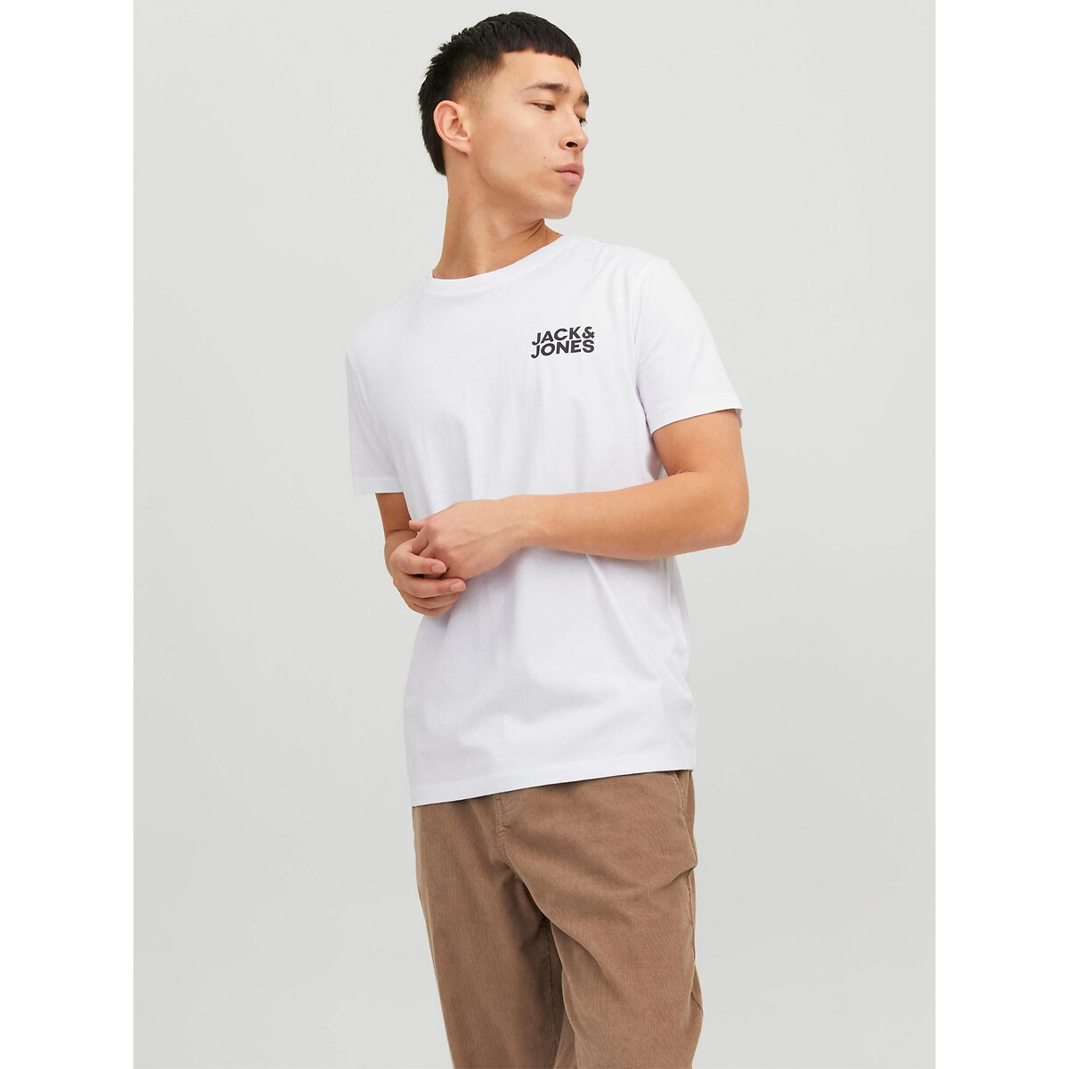 T-shirt Corp Small Logo blanc pur, JACK & JONES