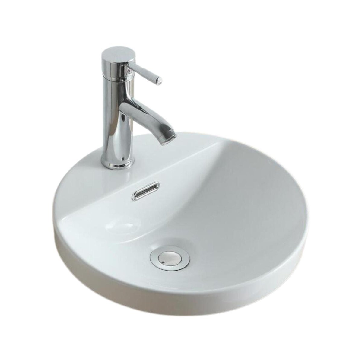 Vasque semi encastrée ronde en céramique blanche 37cm LEA blanc, MOB IN