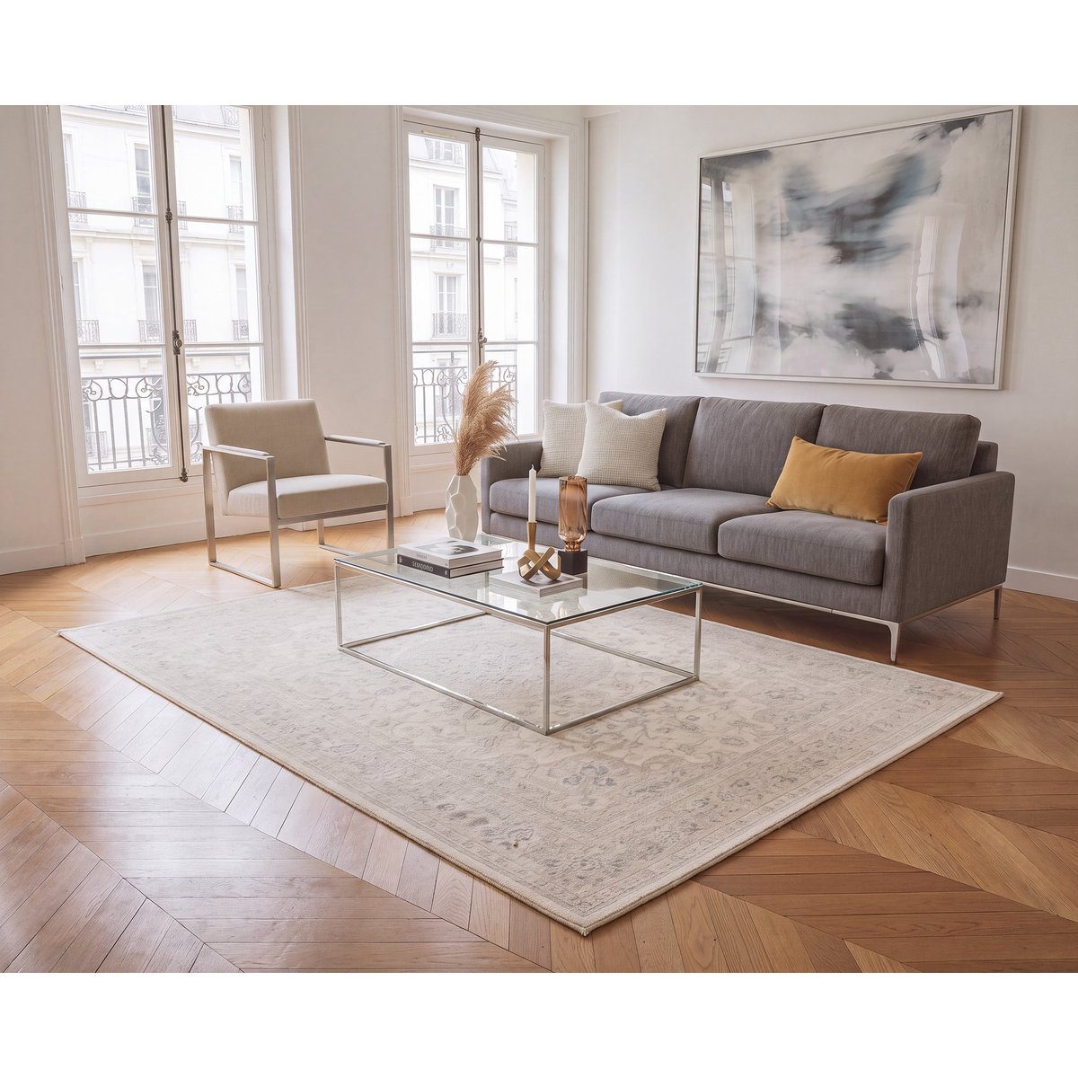 Tapis velours à poil ras TOPKAPI beige sable, AFK LIVING