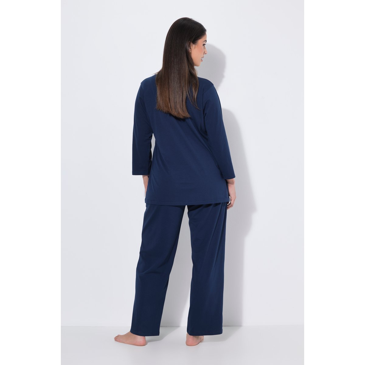Pyjama avec coutures fantaisie bleu nuit, ULLA POPKEN