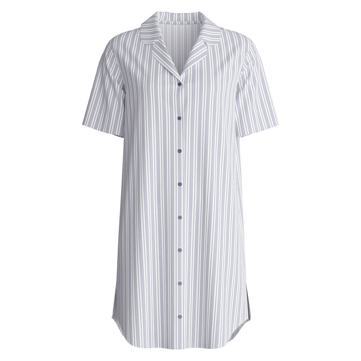 Chemise de nuit à manches courtes avec boutons, longueur 95 cm manches courtes Coton STRIPED DREAMS aura blue, CALIDA