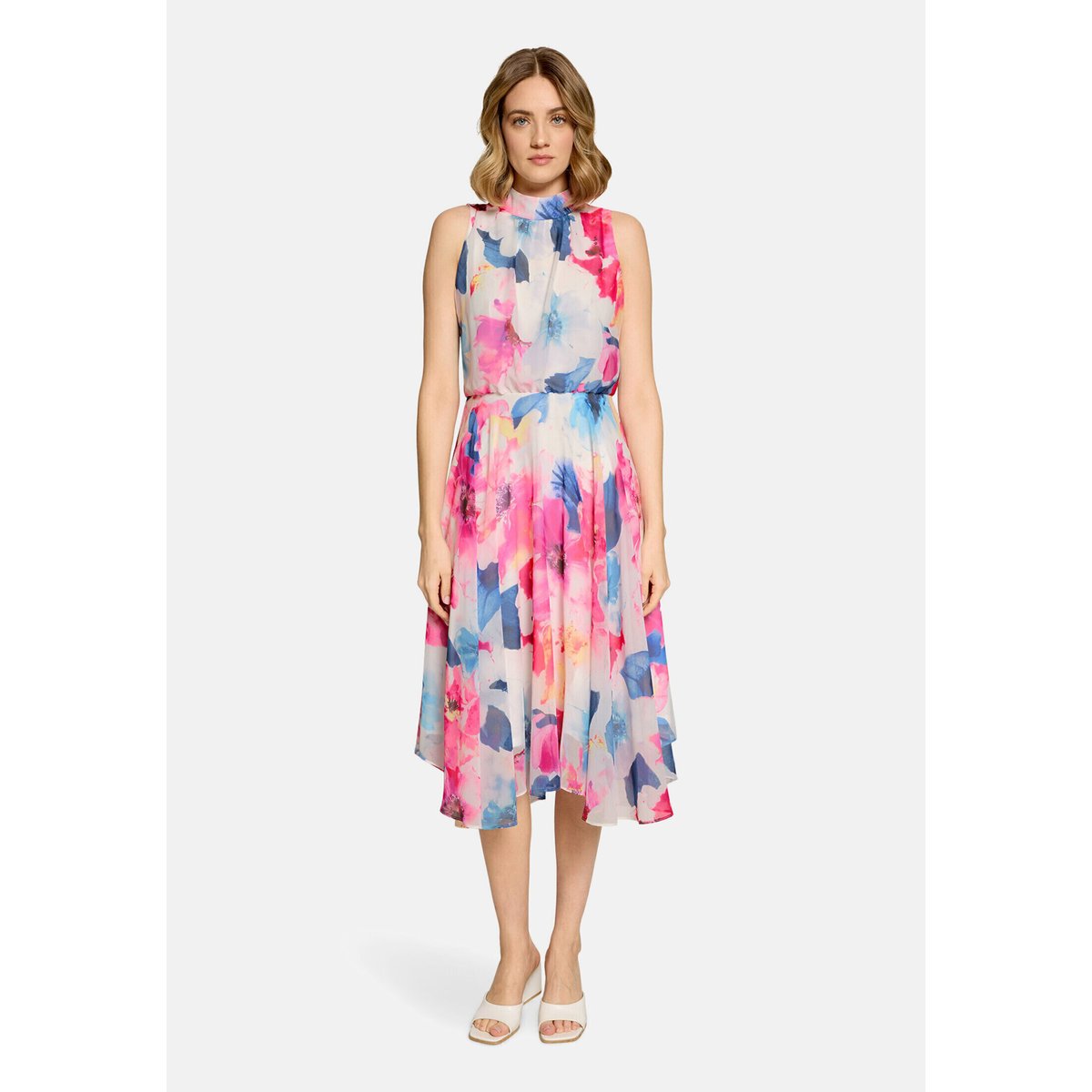 Robe en chiffon sans manches cream/pink, VERA MONT