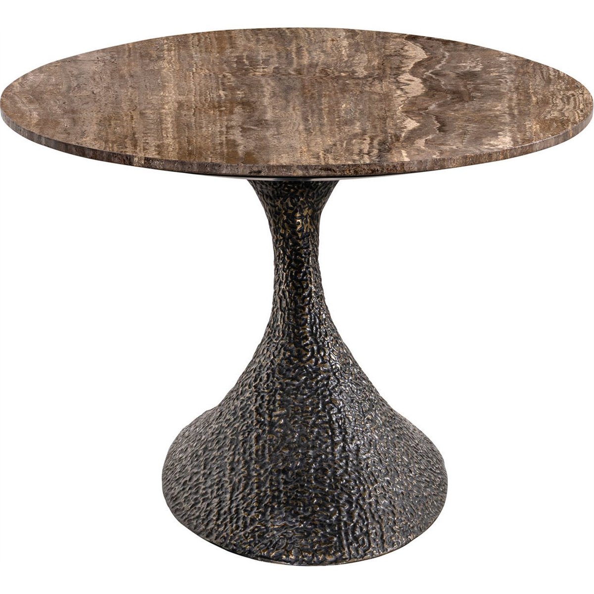 Table à manger ovale en pierre RUSSO brun cendré et noir texturé, RECOLLECTION