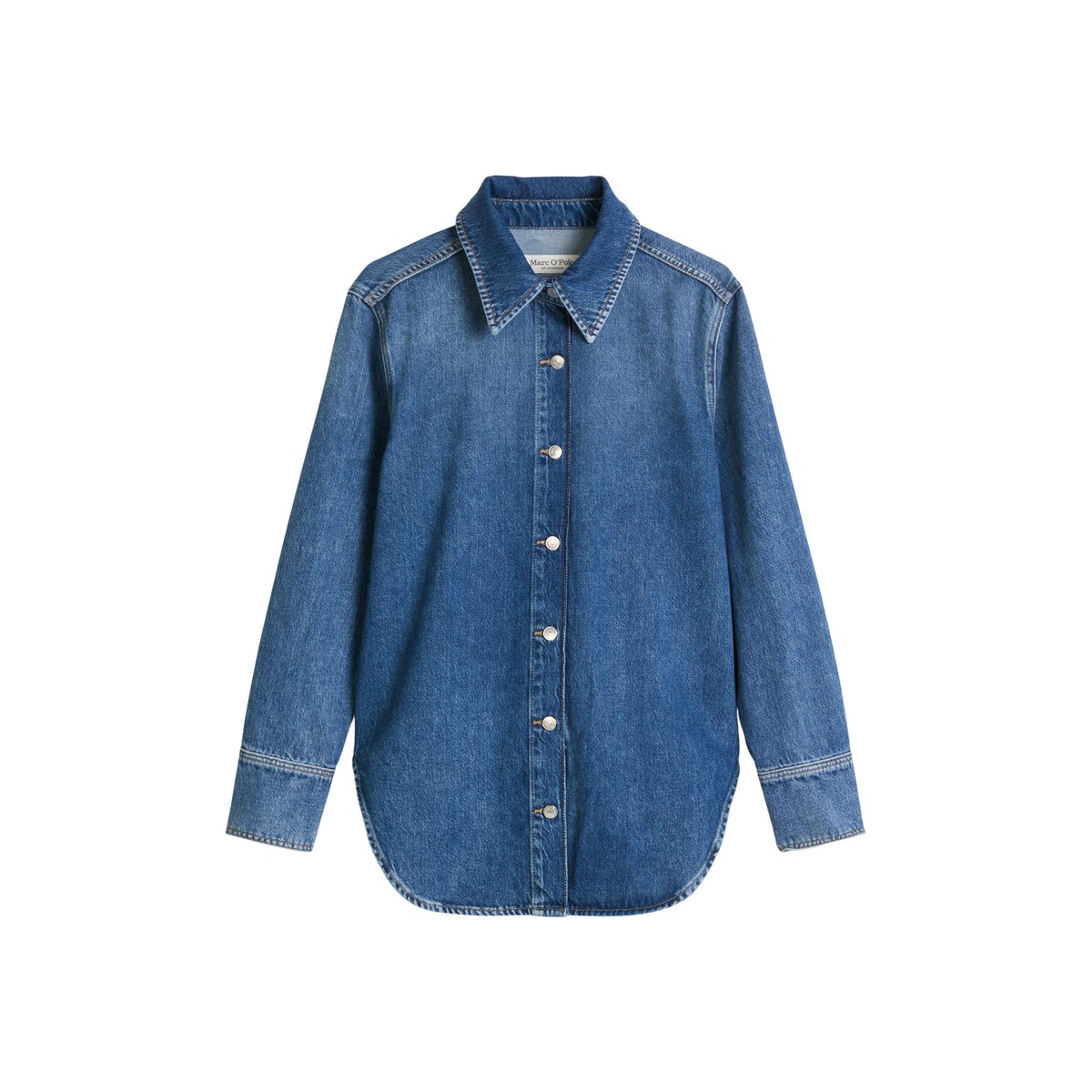 Chemisier en jean style décontracté en denim rigide bleu, MARC O'POLO