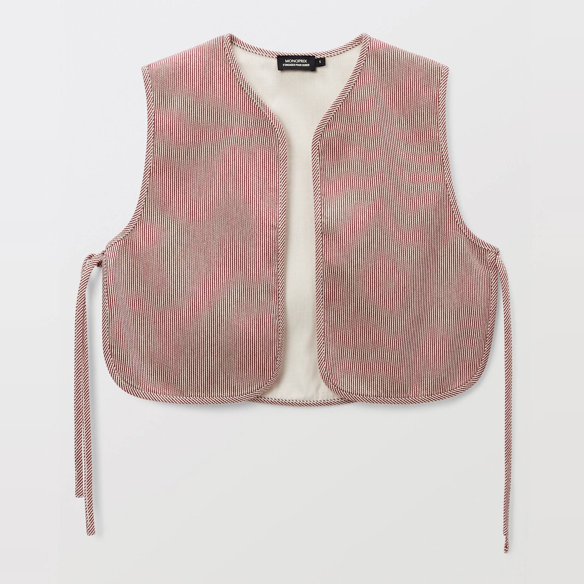 Veste sans manches rayée en coton rouge, MONOPRIX