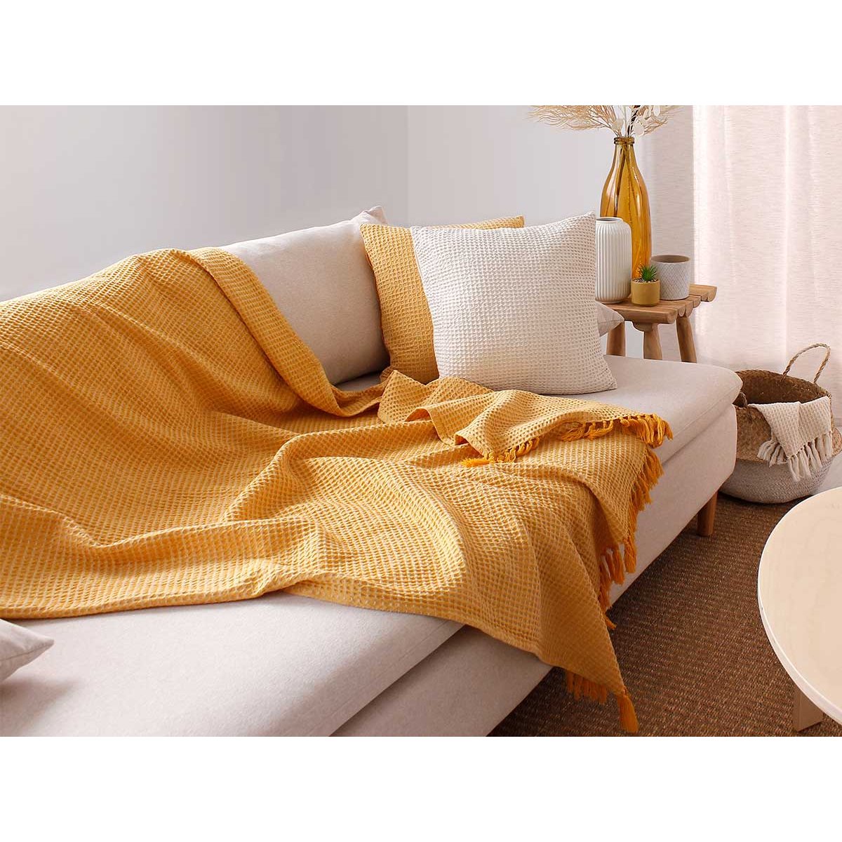 Plaid Maya 125 x 150 cm - Enjoy Home moutarde, JARDIDECO