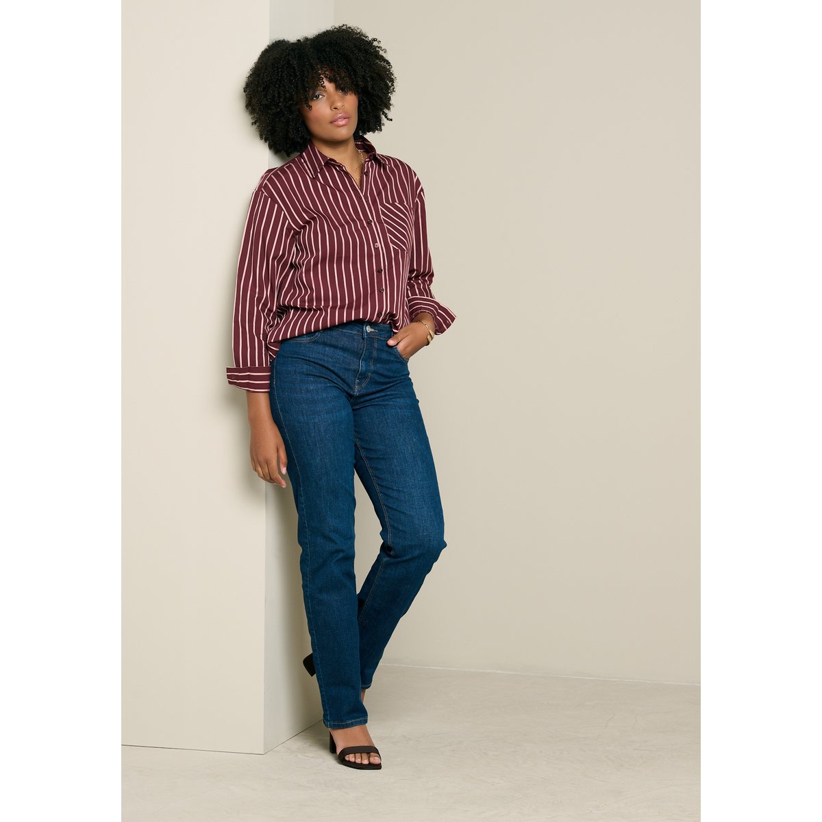Jean droit taille haute dark blue, LOLALIZA