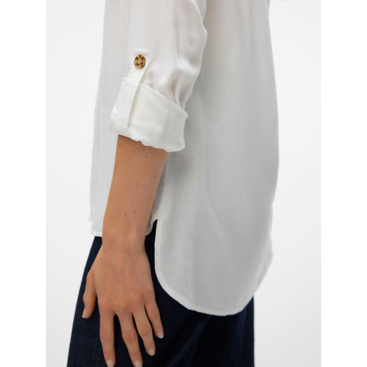Blouse met lange mouwen en knoopsluiting wit, VERO MODA