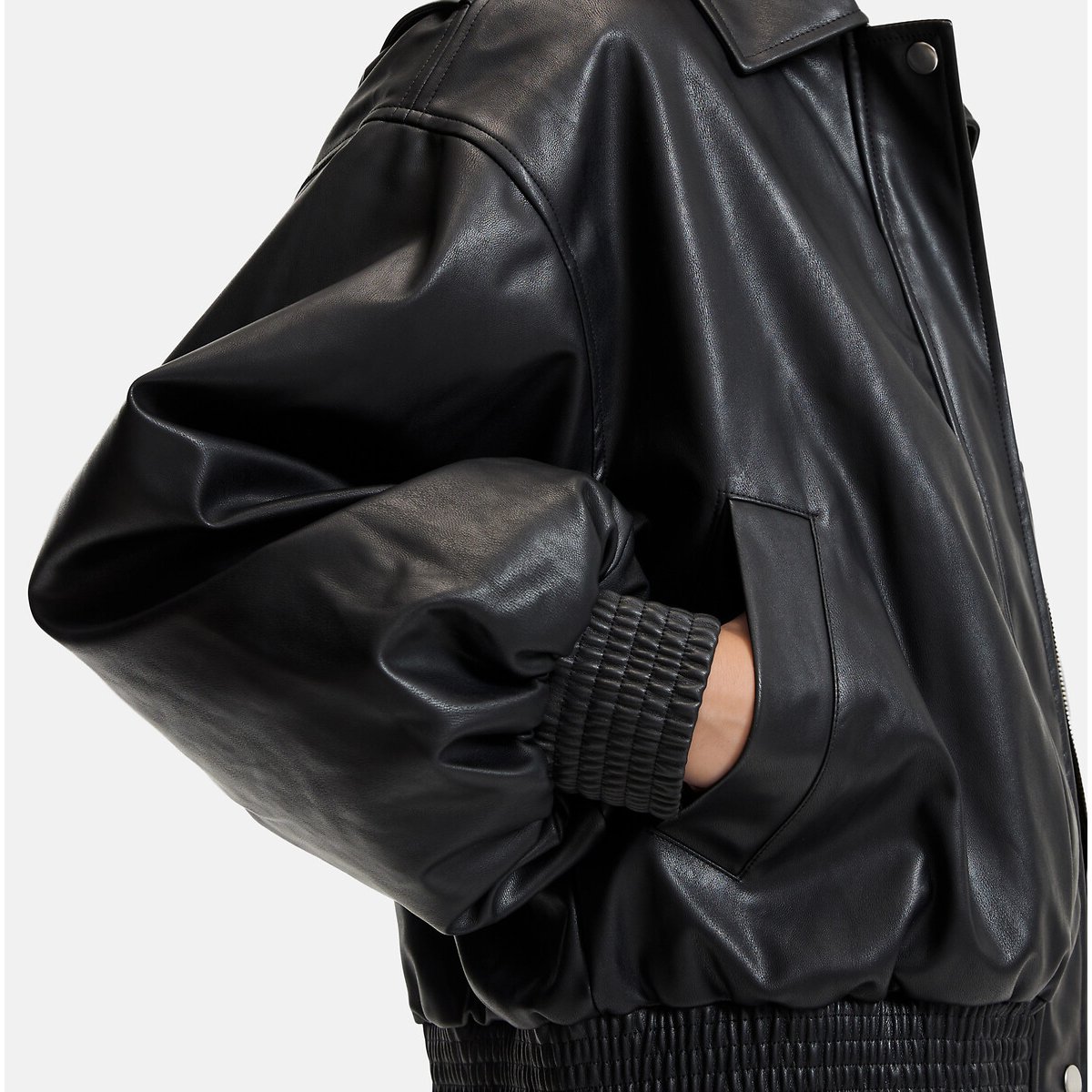 Blouson court en simili, fermeture zippée, mi-saison noir, LA REDOUTE COLLECTIONS
