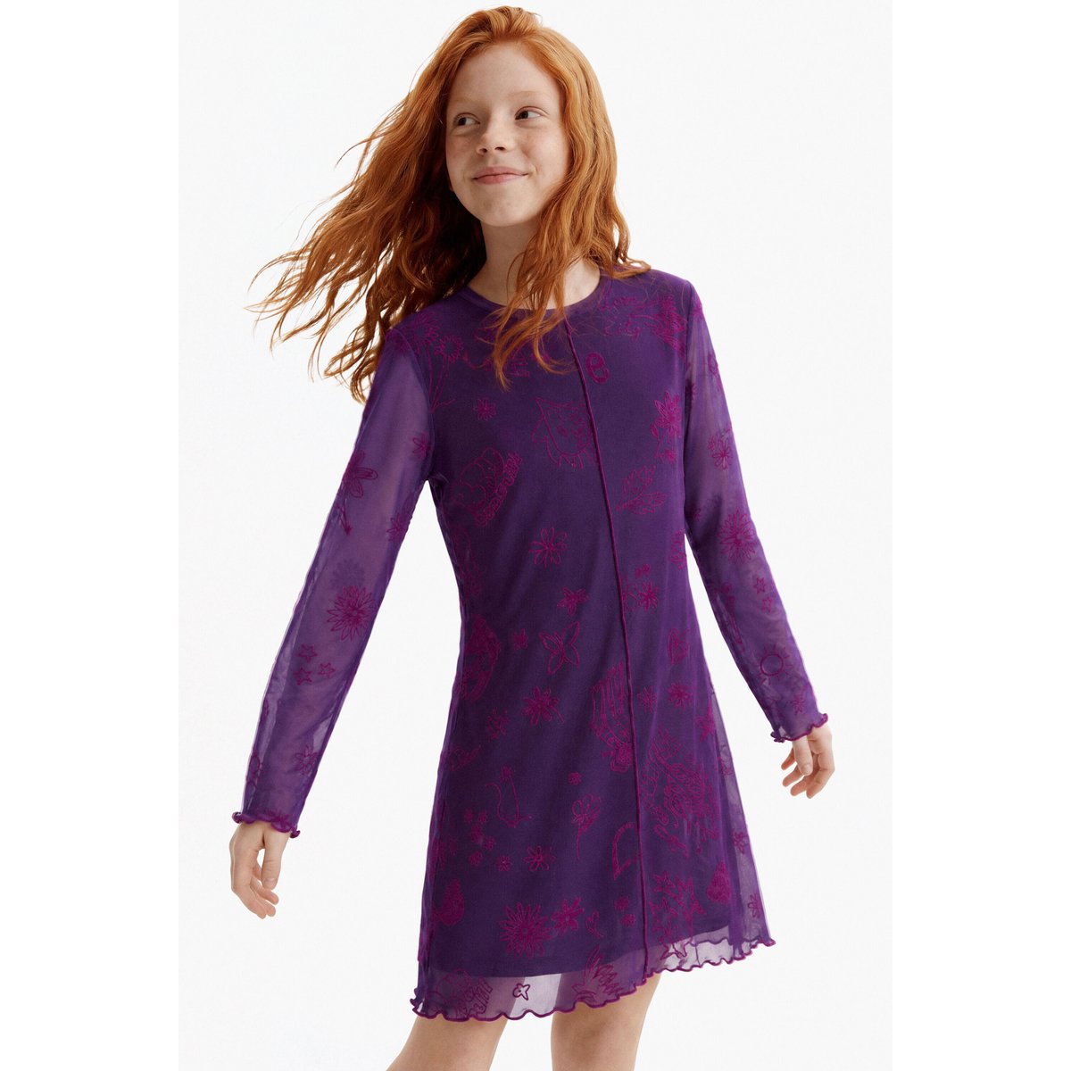 Robe à manches longues rouge, DESIGUAL