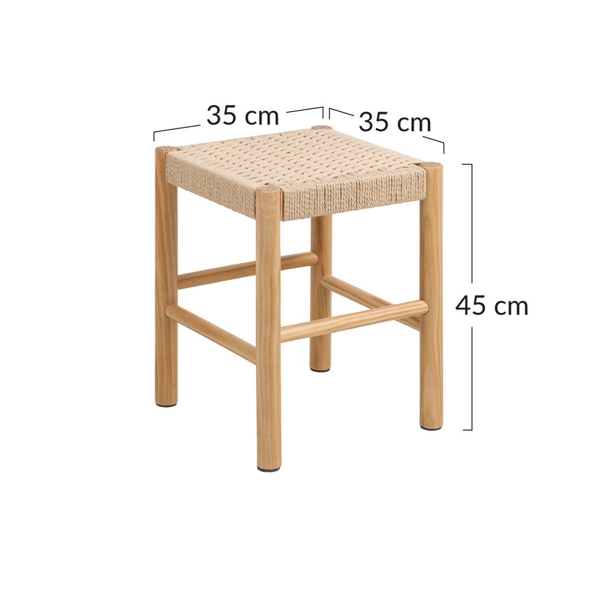 Tabouret de bar - 45 cm - LIORA bois / beige, LISA DESIGN