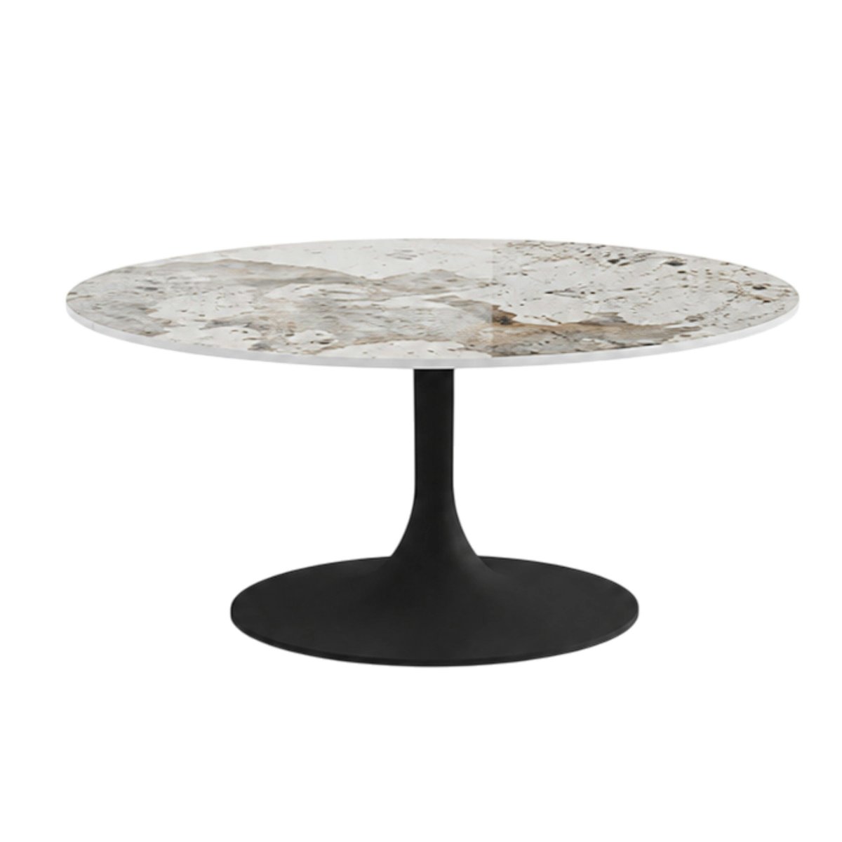 Table basse ronde en céramique marbrée LOMBARDIE blanc, PIER IMPORT