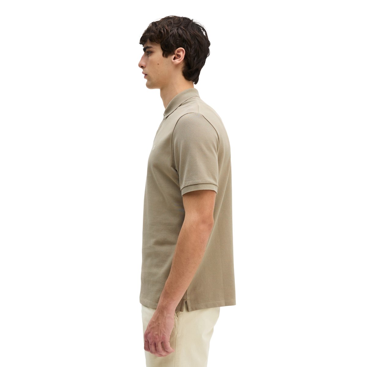Polo piqué régulier en pur coton bio beige, MARC O'POLO