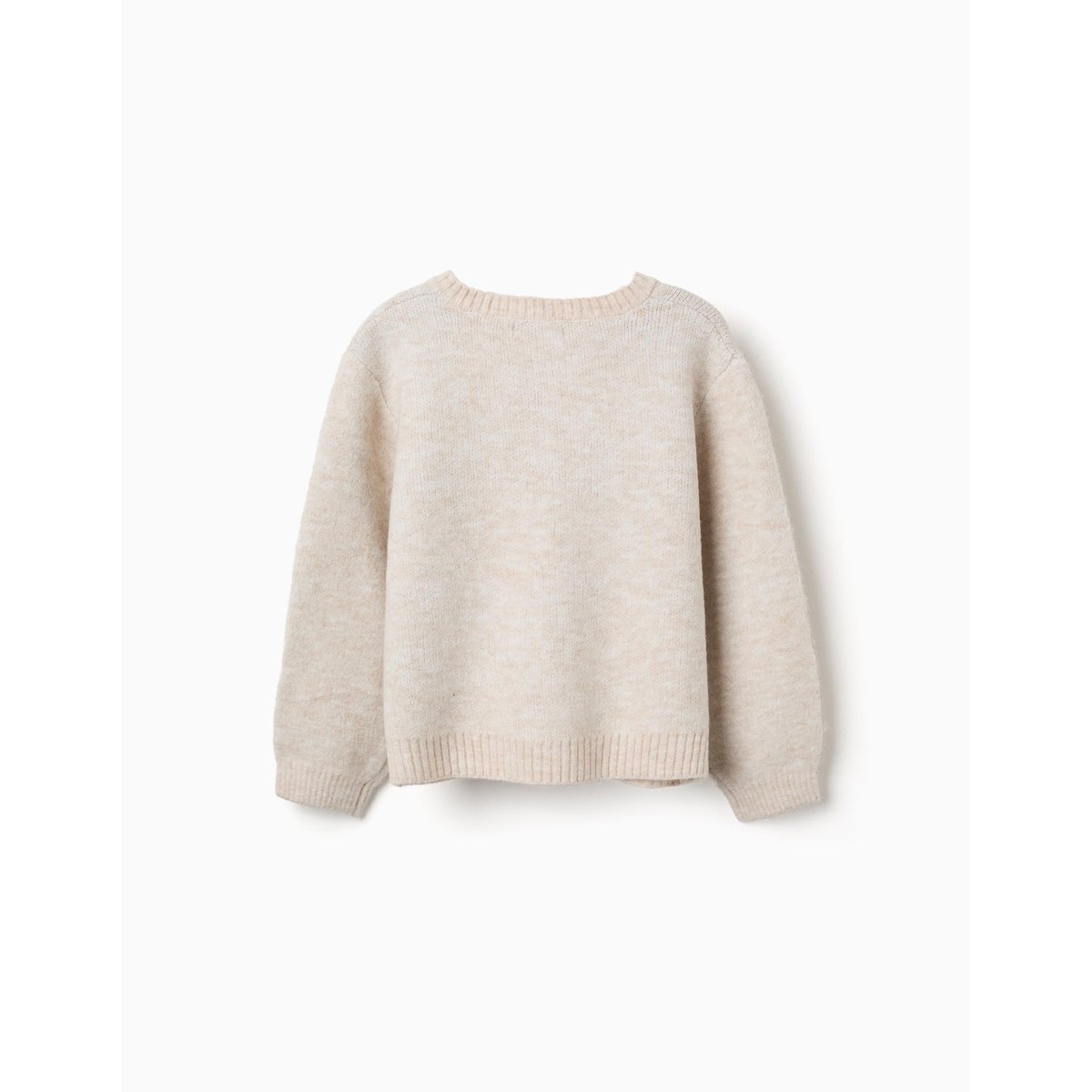 Cardigan en maille avec nœuds et pois jacquard beige clair, ZIPPY