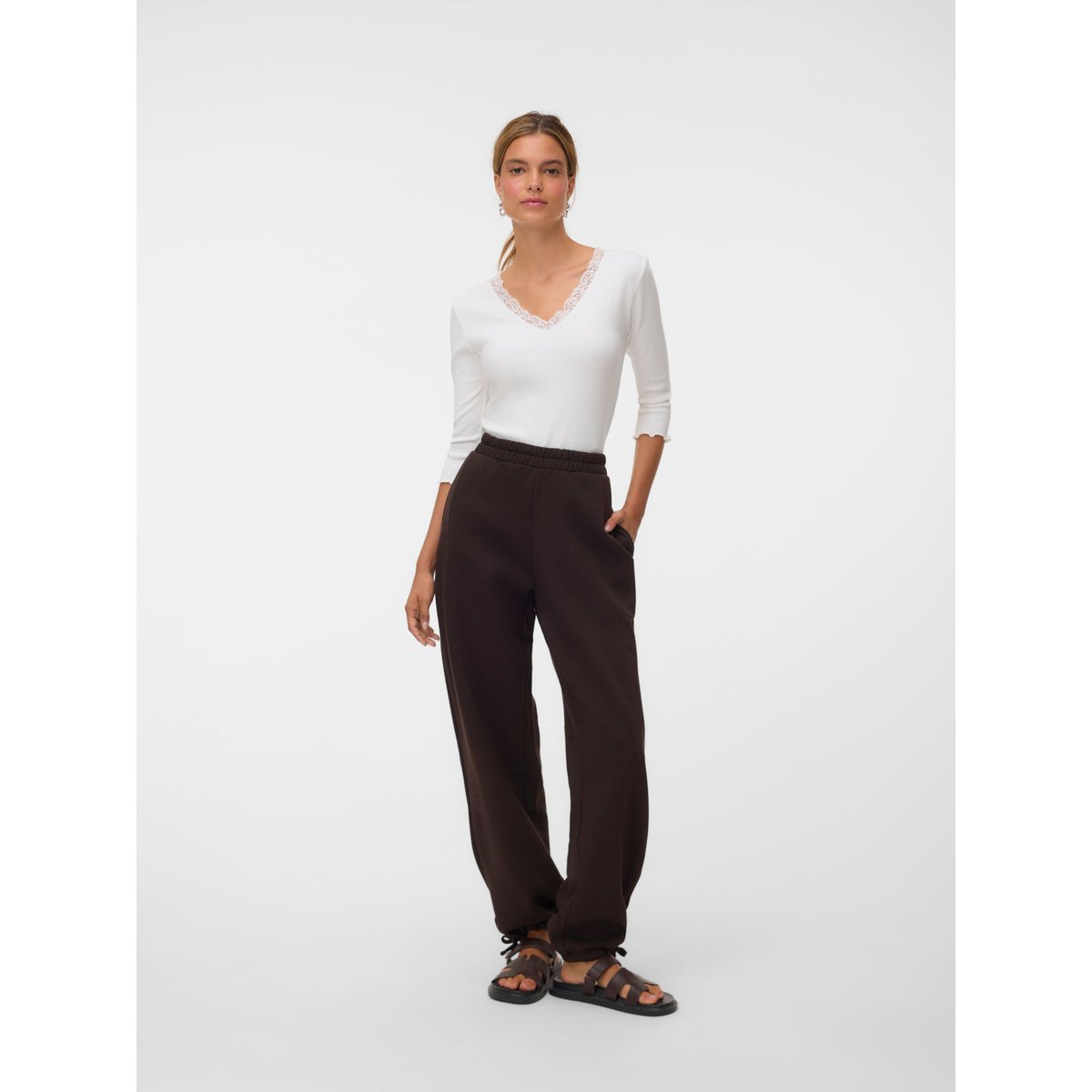 Pantalon À Jambe Large chocolate torte, VERO MODA