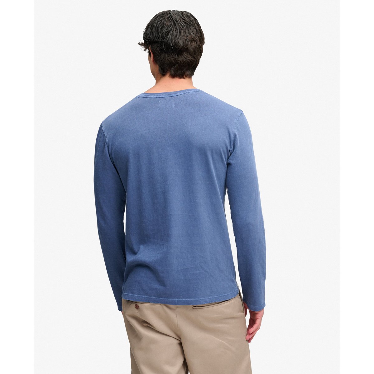 Top à manches longues avec poche en coton et lin bleu spitfire, SUPERDRY