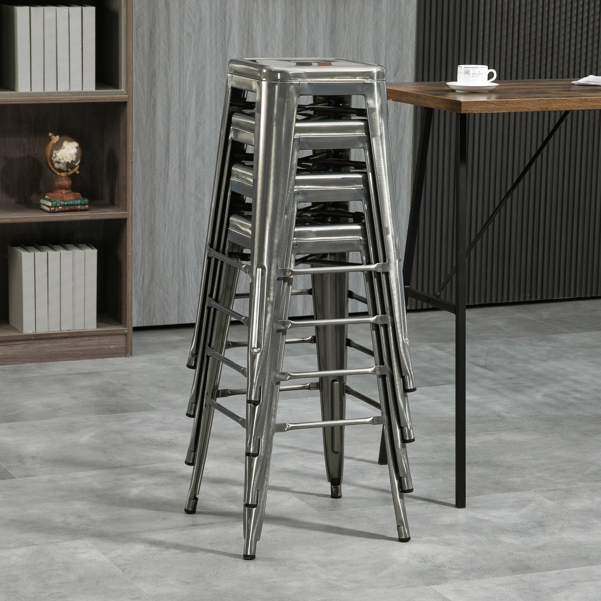 Tabouret de bar Acier Argent argent, HOMCOM