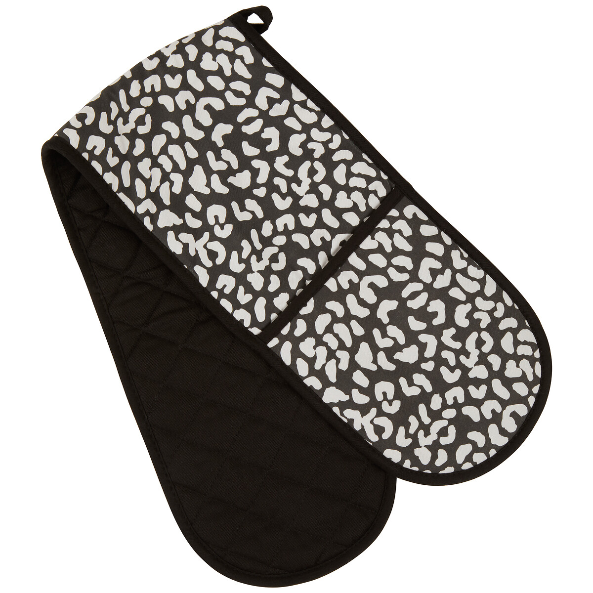 Cotton Double Oven Glove in All Over Leopard Print black, SO'HOME