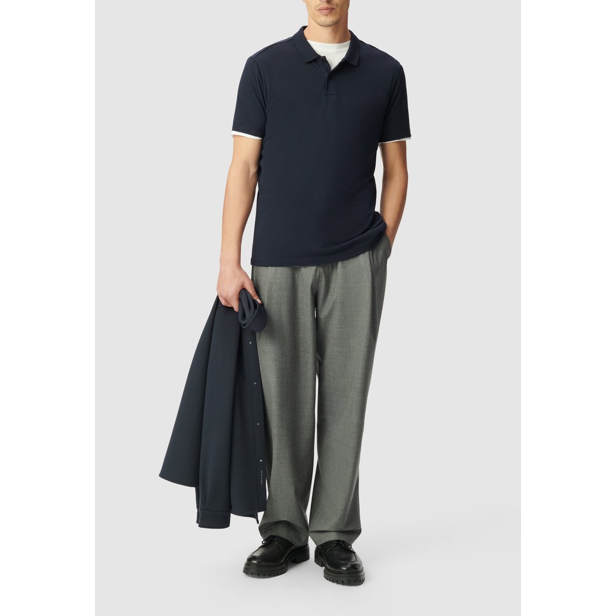 Polo en coton modal bleu marine, IKKS