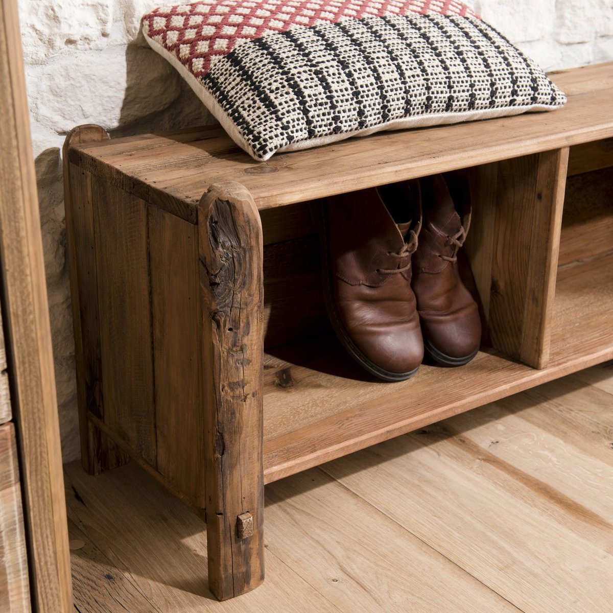 Meuble à chaussures en bois de pin recyclé DENVER bois naturel, PIER IMPORT