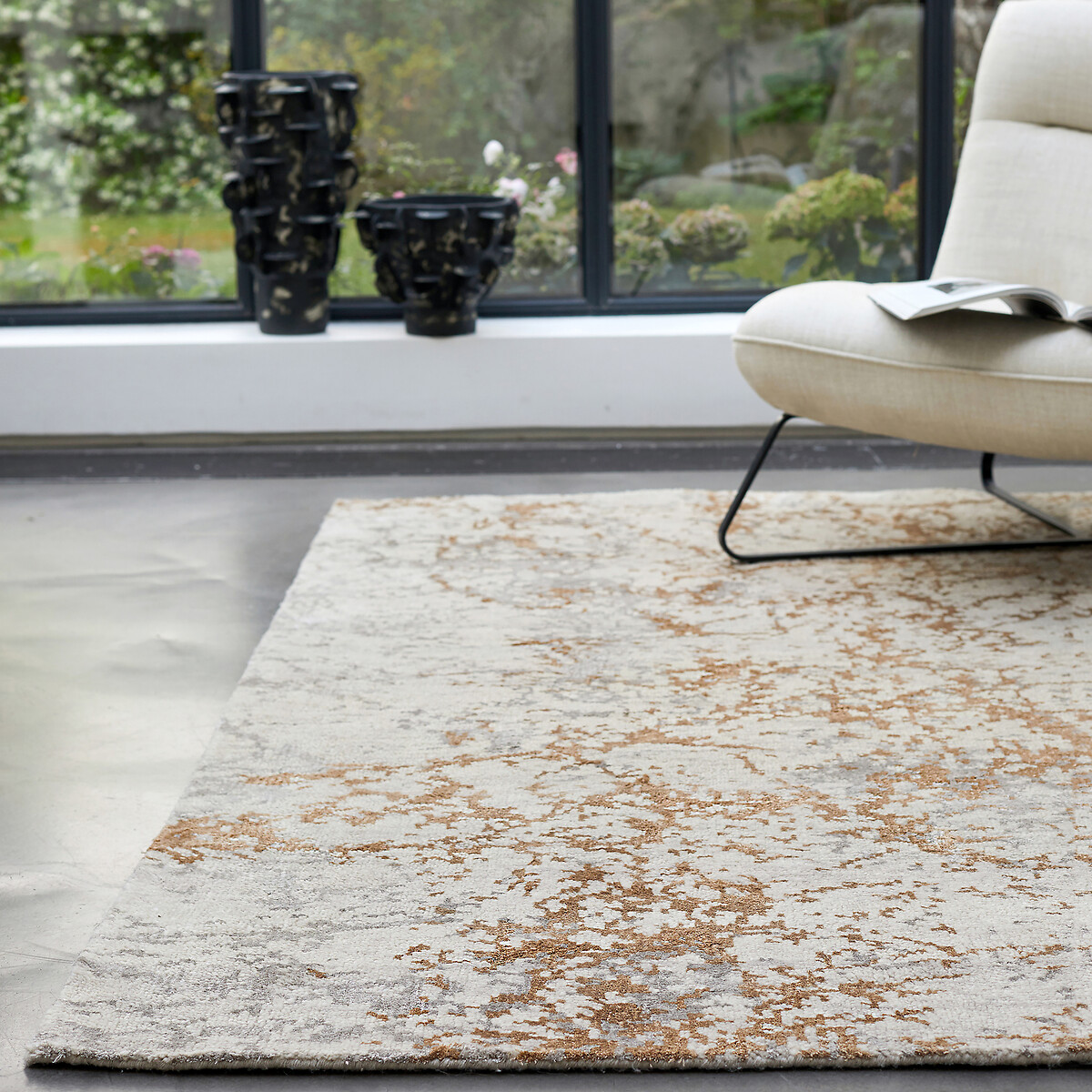 Tapis laine et Tencel™, noué main, Cryosol beige/gris/bronze, AM.PM