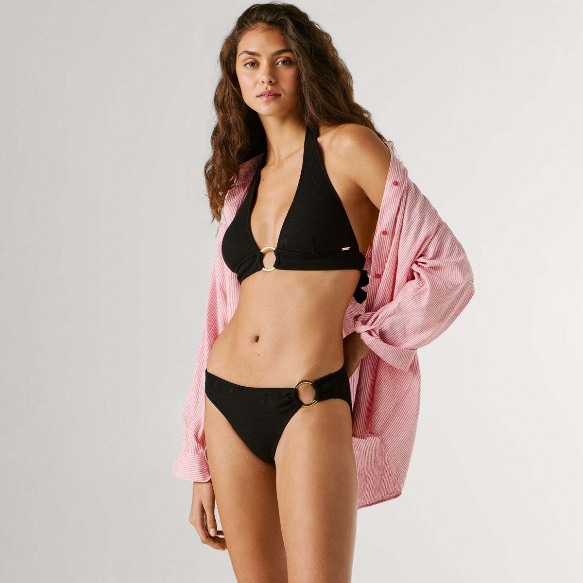 Culotte De Bikini Côtelé noir, PEPE JEANS