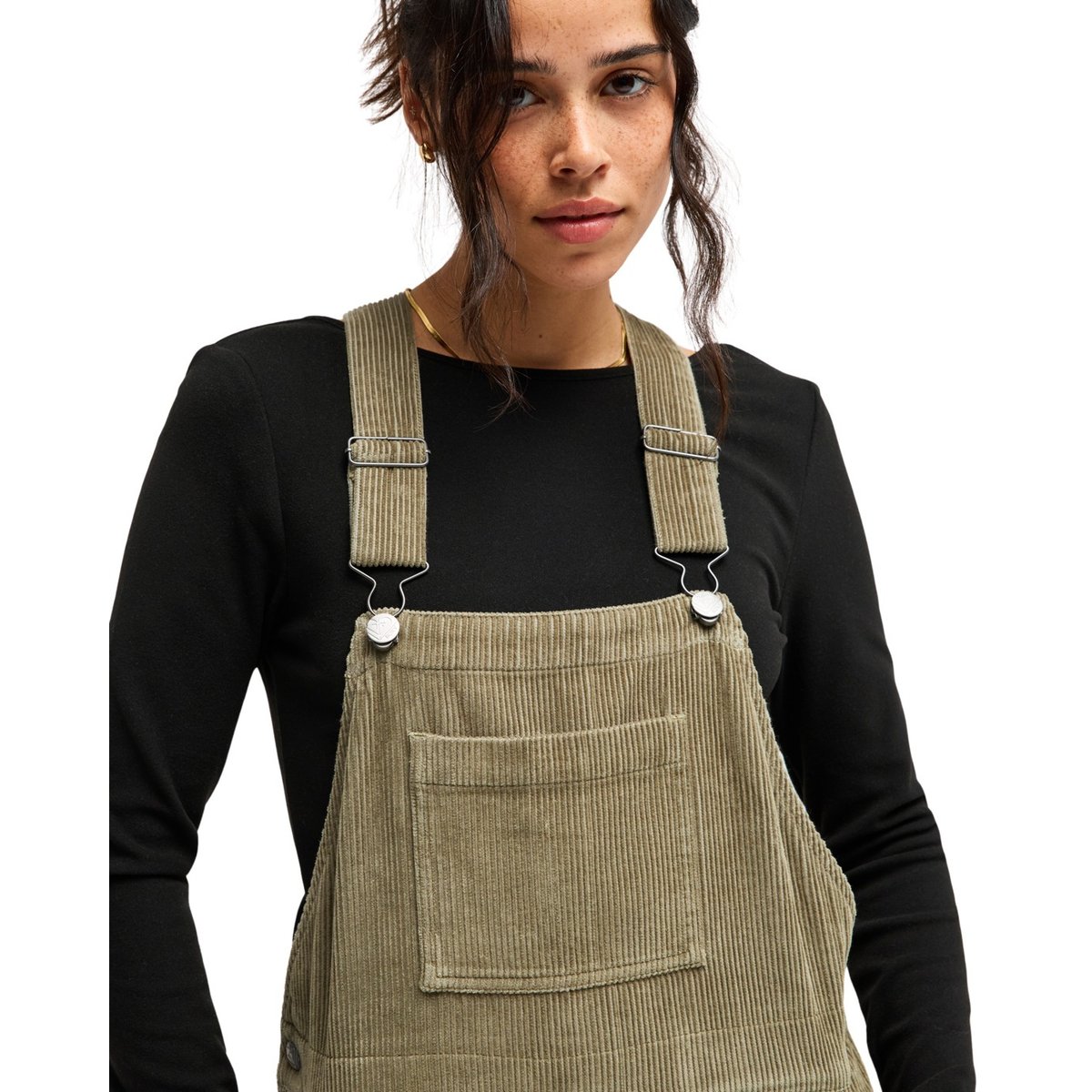 Salopette en velours côtelé de coton TRAILBLAZER OVERALL. vert oil green, ROXY