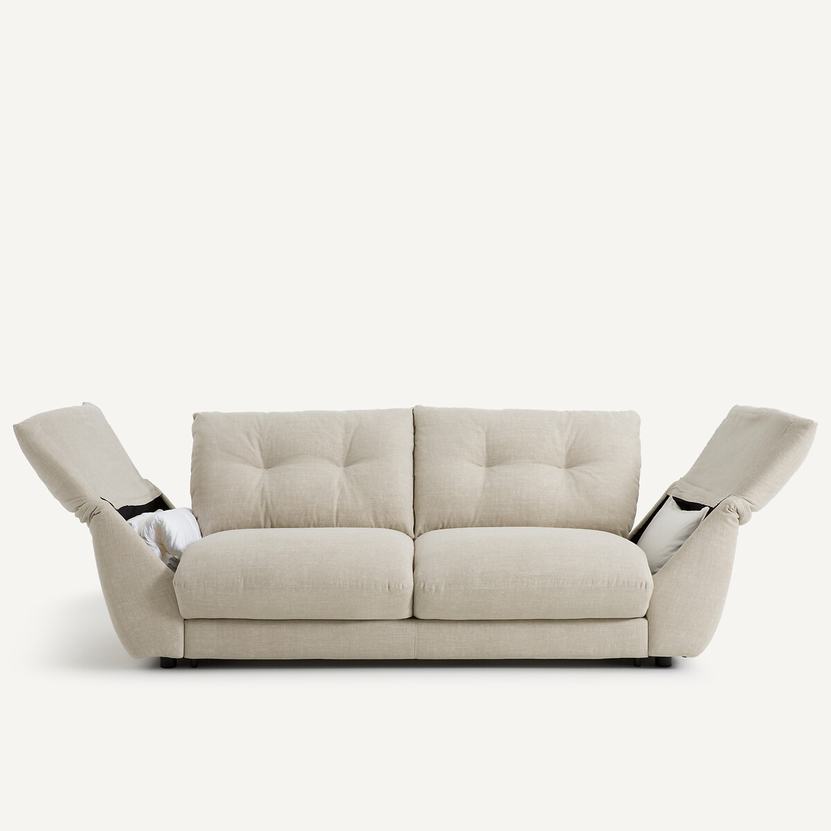 Divano-letto 3 posti in cotone/lino, Edgar beige, AM.PM