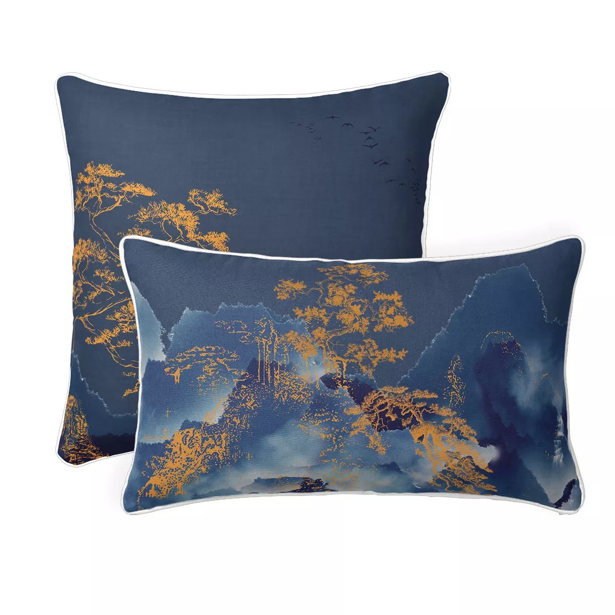 Taie d'oreiller satin de coton FUJI nocturne, GARNIER THIEBAUT