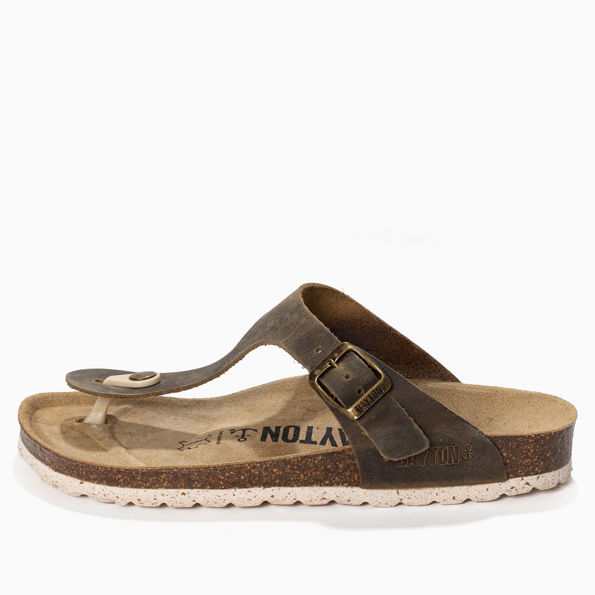 Tongs en cuir MERCURE marron, BAYTON