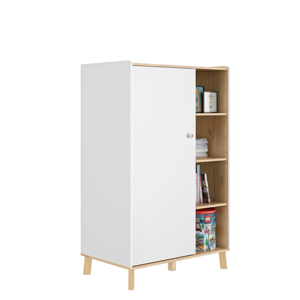 Armoire 1 porte 4 niches blanc, GALIPETTE