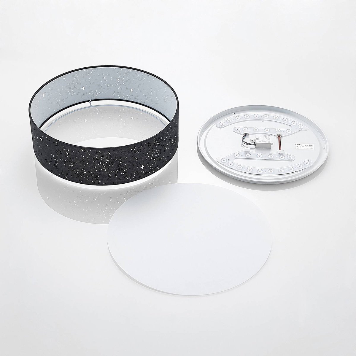 Plafonnier en textile moderneLED, Ellamina noir, LINDBY