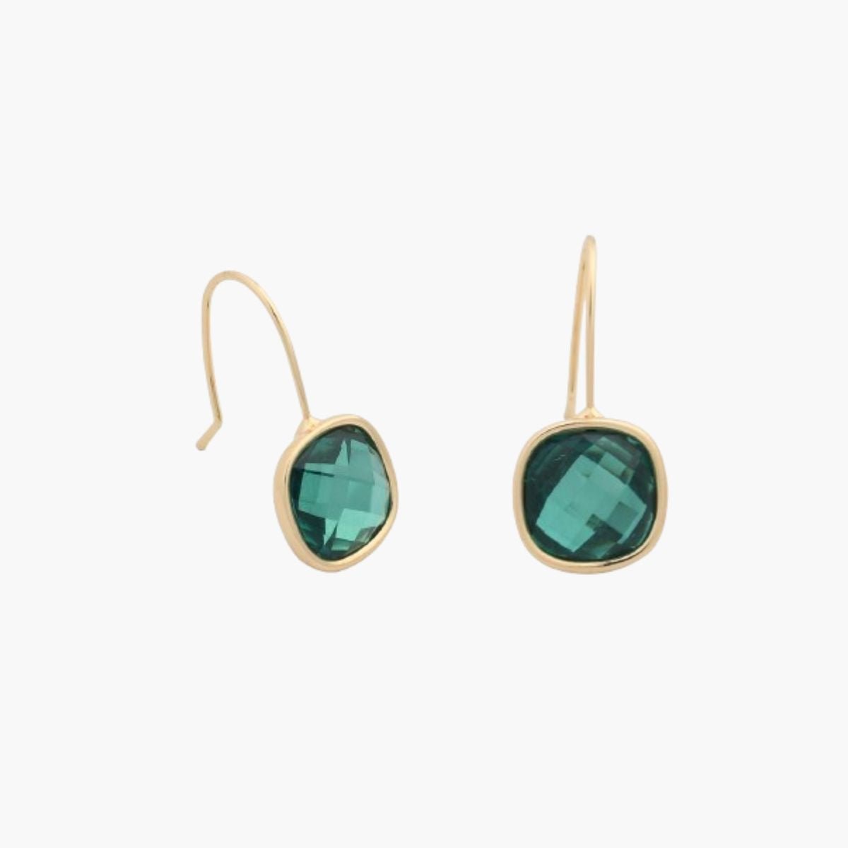 Boucles d'oreilles pierre verte facettée vert, BALABOOSTE