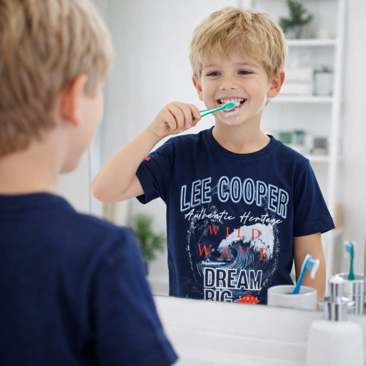 T-shirt manches courtes imprimé, col rond SURF CLUB bleu marine, LEE COOPER