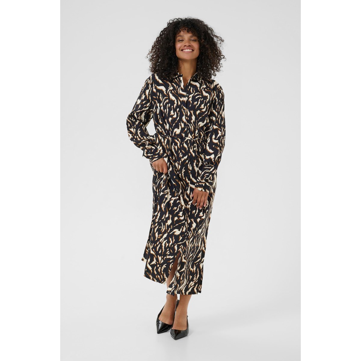 Robe noir marron black/brown graphic animal, KAFFE