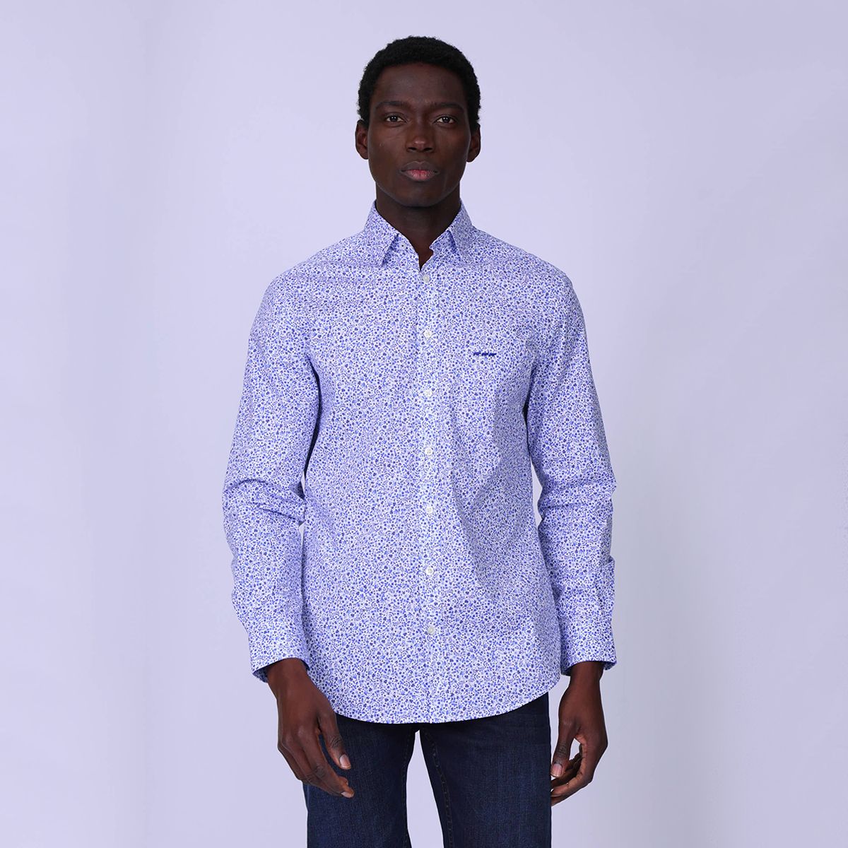 Chemise fantaisie bleu, MISE AU GREEN