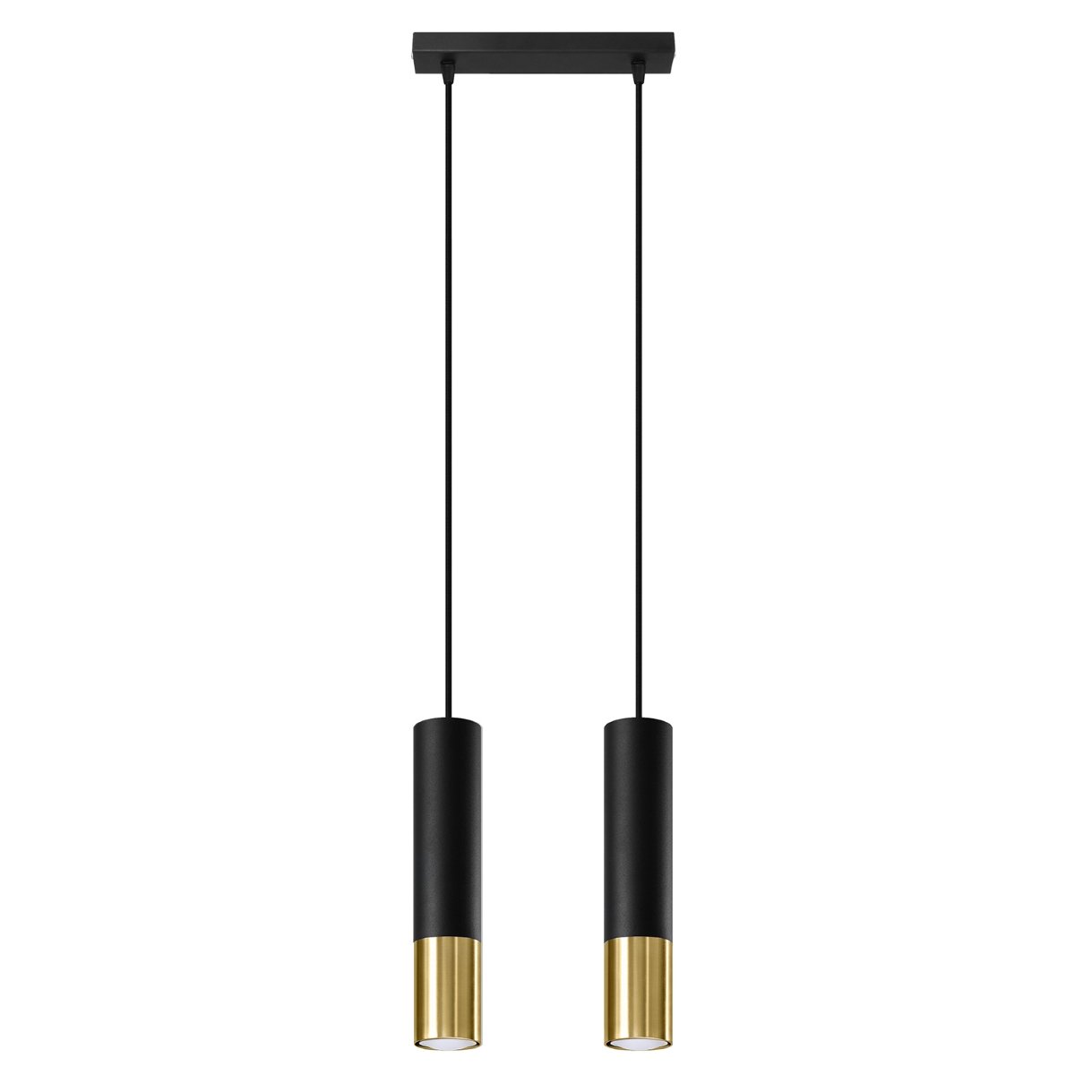 Suspension Acier Or/Noir GU10 2 Loopez jaune, EDEN