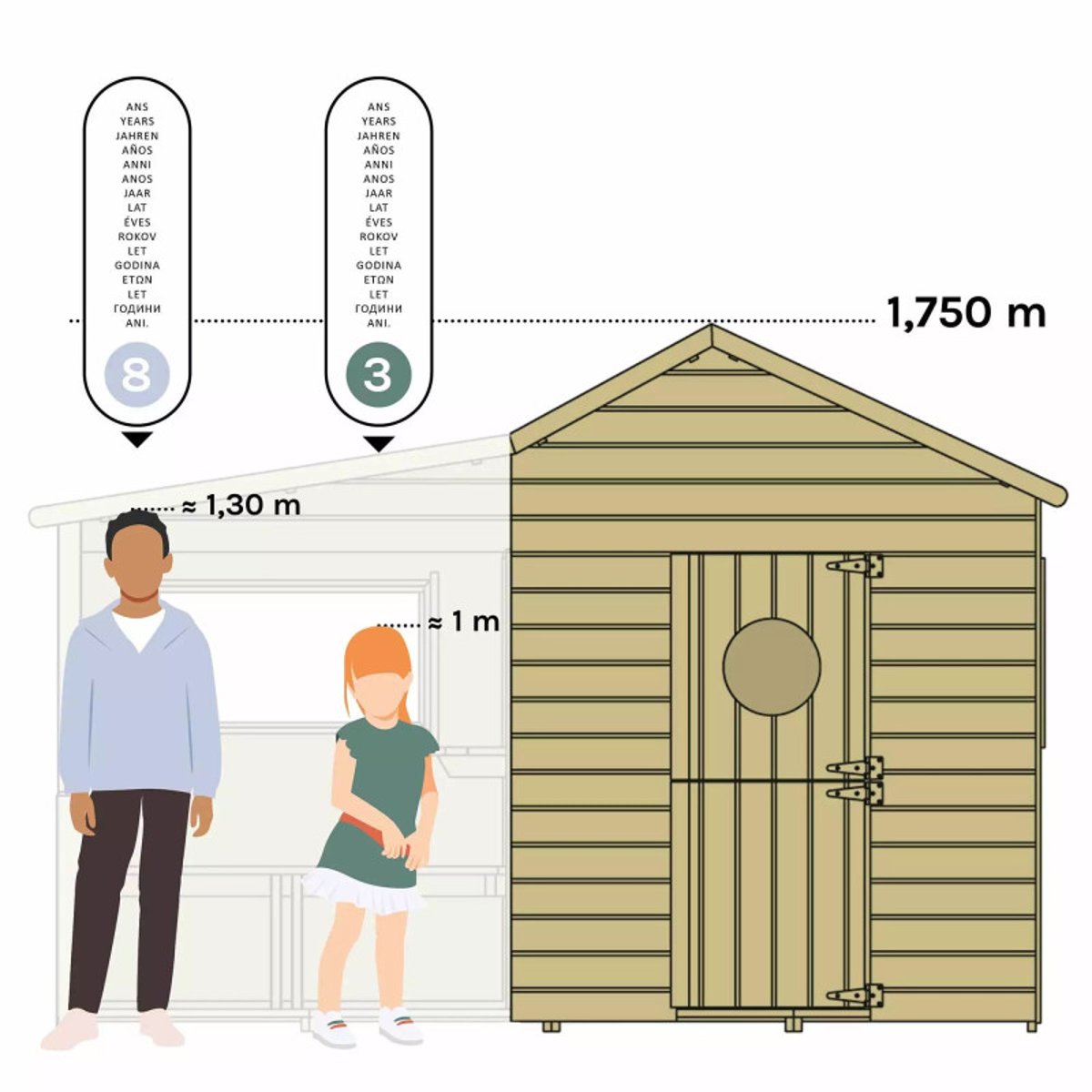Cabane en bois enfant avec préau HACIENDA marron, SOULET