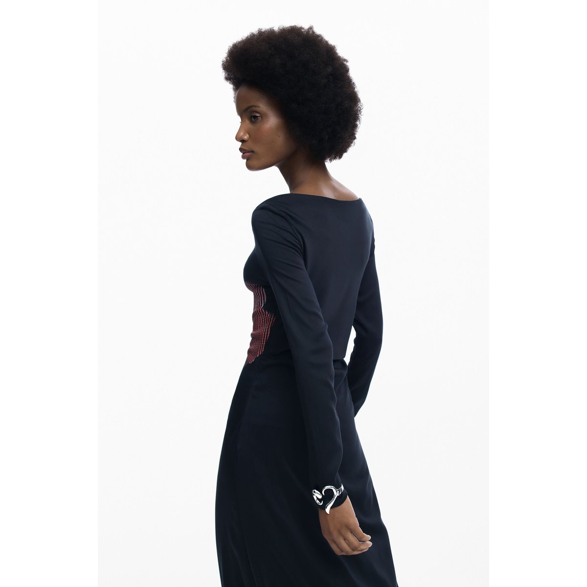 Robe midi pixellisée noir, DESIGUAL