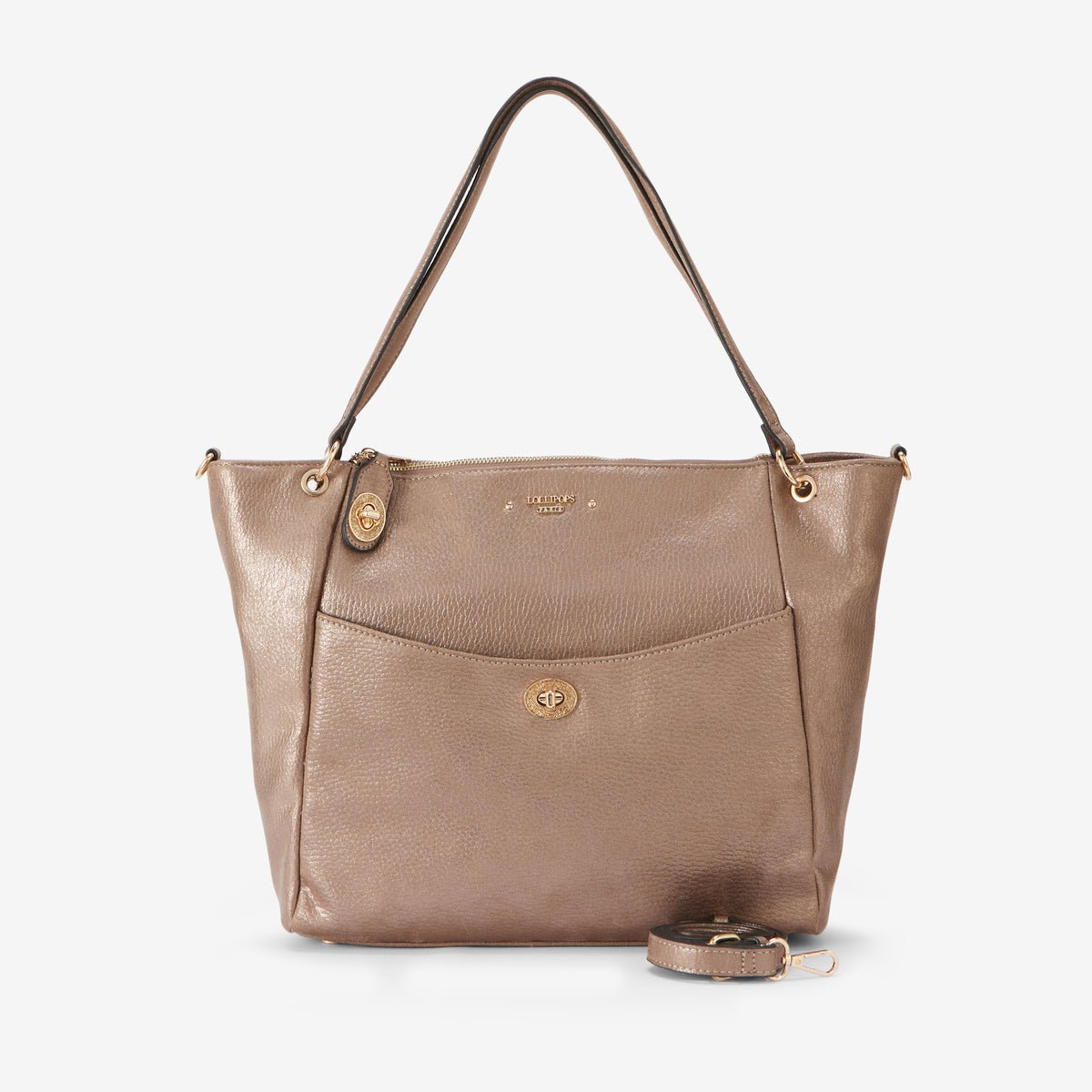 Grand sac shopper Roselyne doré,taupe, LOLLIPOPS