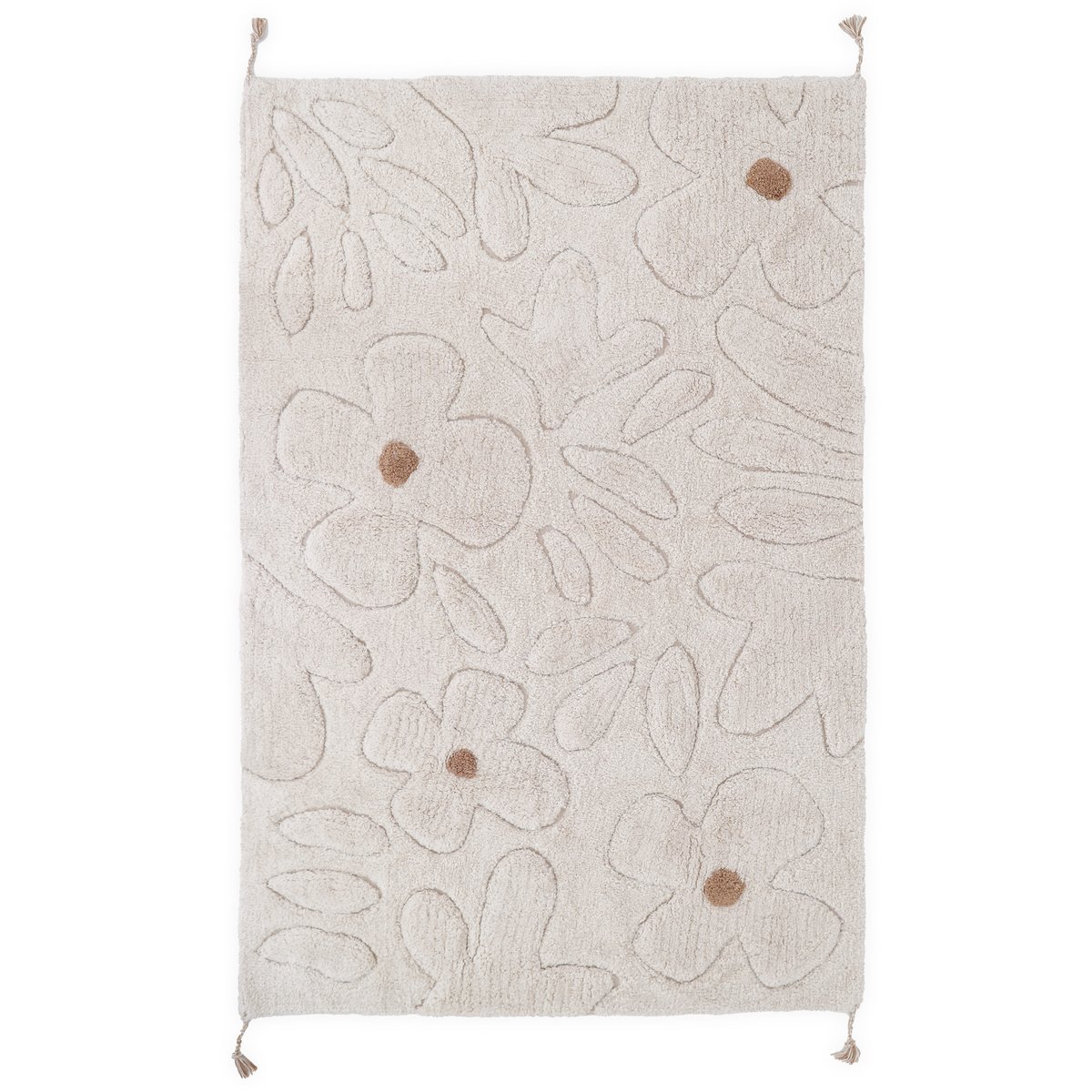 Tapis enfant lavable GENTLE FLORA ecru beige, NATTIOT