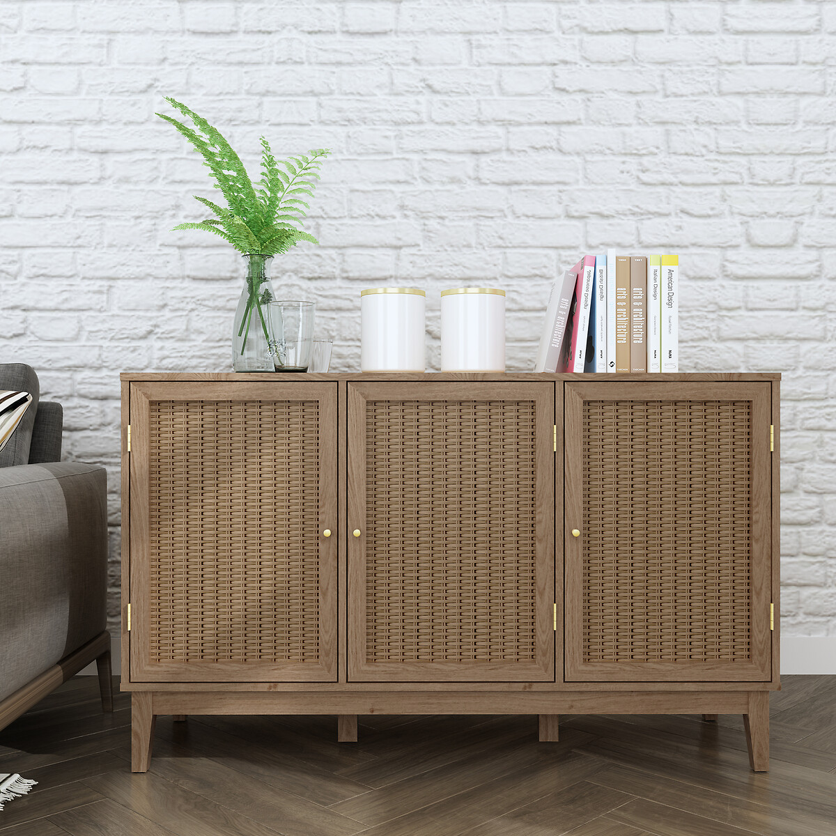 Boho Oak Rattan Large Sideboard oak, SO'HOME